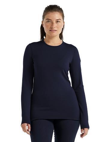 Dámské Jeden kus a sady Icebreaker Merino 260 Tech Long Sleeve Crewe Thermal Top Tmavě Blankyt | CZ 1186MQZA